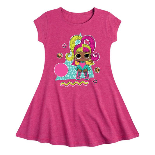 Girls' - LOL Surprise! - Glow Grrrl Retro Styled Fit & Flair Cap Sleeve Dress