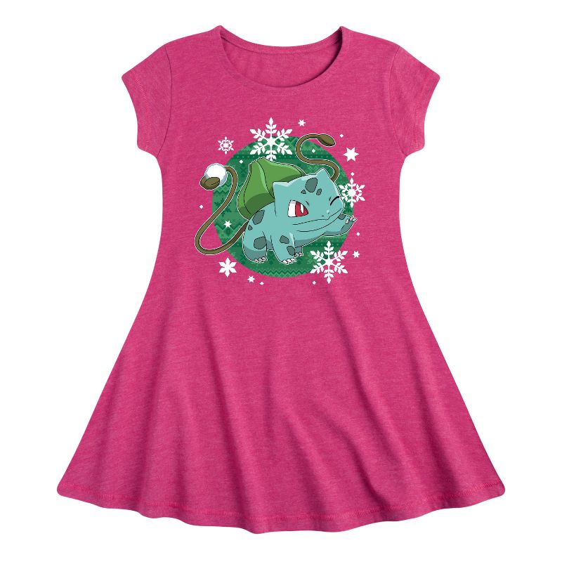 فستان بناتي - بوكيمون - بنقشة بولبا، مناسب وأنيق، بأكمام قصيرة