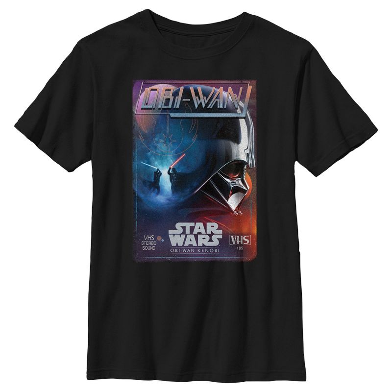 Boy's Star Wars: Obi-Wan Kenobi Darth Vader vs Kenobi Vintage VHS Cassette T-Shirt