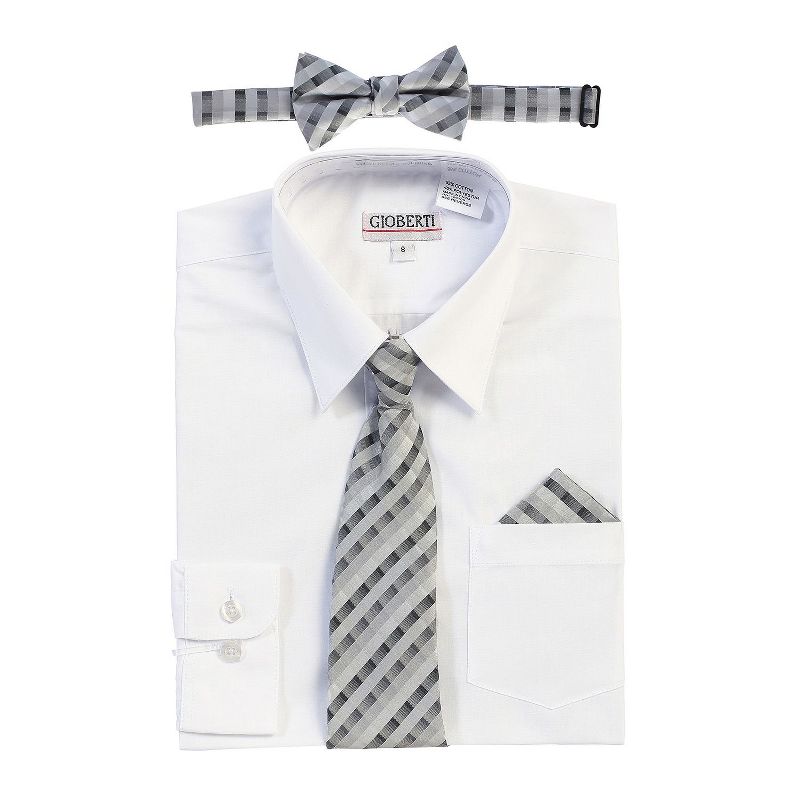 Gioberti Boy's Long Sleeve Dress Shirt and Plaid Tie Accessories Set (Part 3)