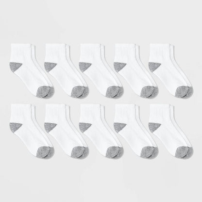 Boys' 10pk Athletic Ankle Socks - Cat & Jack™ White