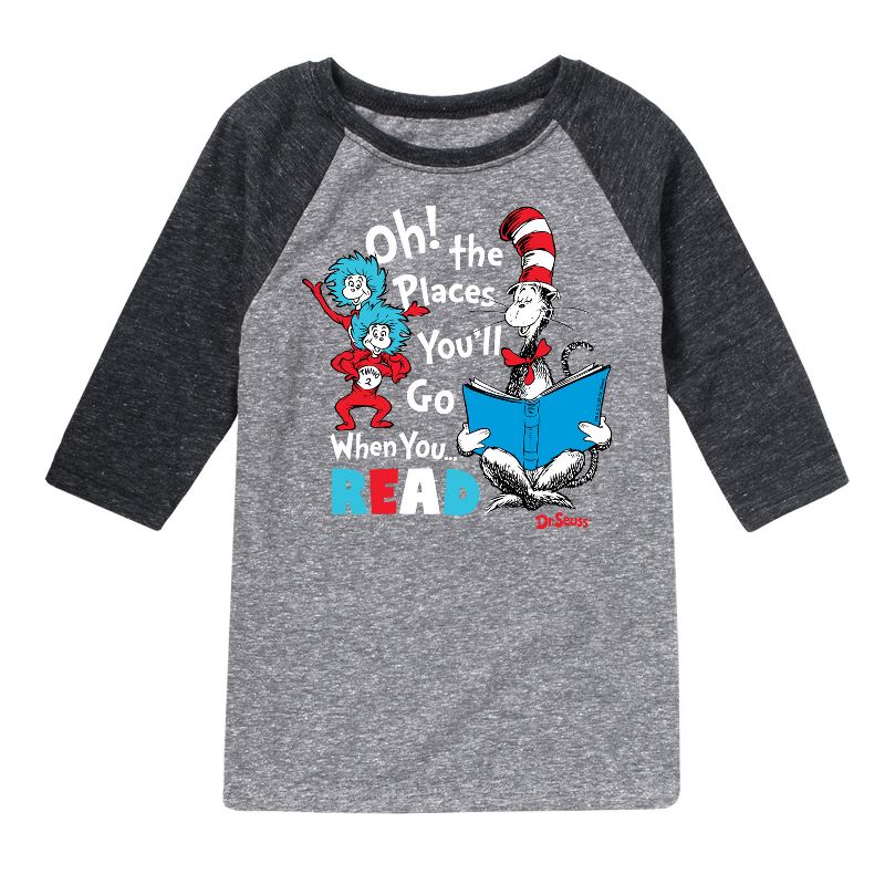 Boys' - Dr. Seuss - Oh Places Youll Go When You Read Raglan Graphic T-Shirt
