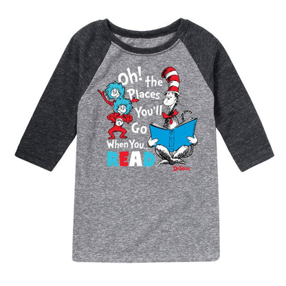 Boys' - Dr. Seuss - Oh Places Youll Go When You Read Raglan Graphic T-Shirt