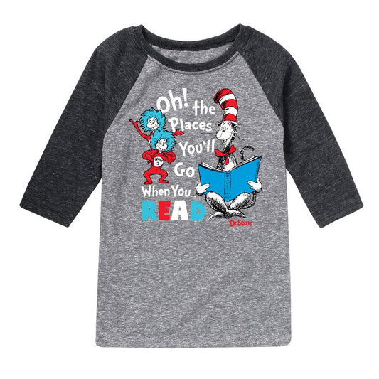 Boys' - Dr. Seuss - Oh Places Youll Go When You Read Raglan Graphic T-Shirt