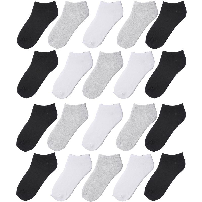 Kids Boys 20 Pairs Classy Lightweight Novelty White Grey Black Pattern Low cut/No show socks