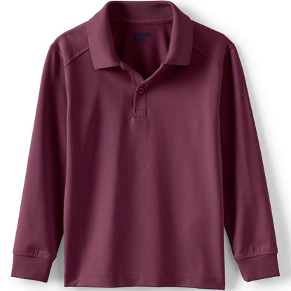 Lands' End School Uniform Kids Long Sleeve Rapid Dry Polo Shirt