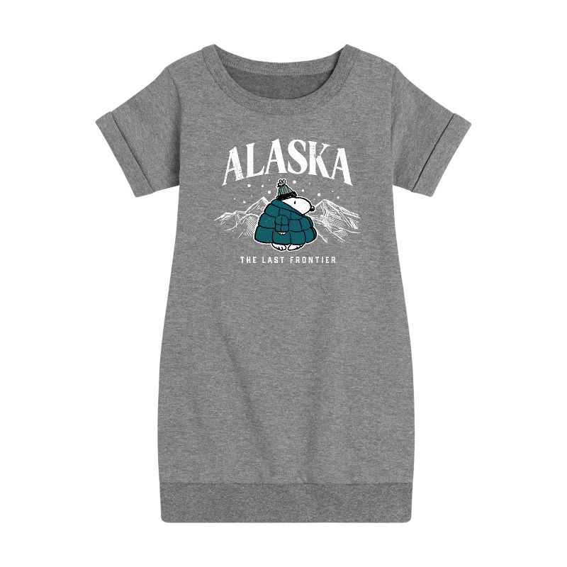 فستان بناتي من الصوف بأكمام قصيرة مطبوع عليه رسومات سنوبي ألاسكا لاست فرونتير - بيناتس
