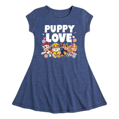 Girls' - Paw Patrol - Puppy Luv Fit & Flair Cap Sleeve Dress