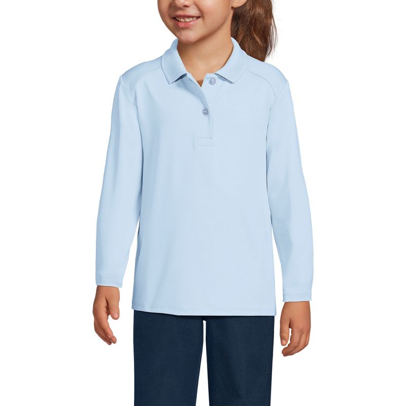 Lands' End School Uniform Kids Long Sleeve Feminine Fit Rapid Dry Polo Shirt