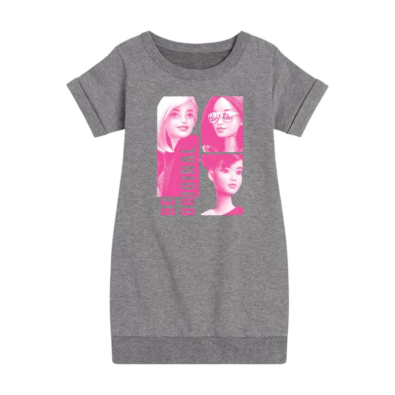 فستان باربي الأصلي ذو الأكمام القصيرة من الصوف برسومات مربعات للبنات