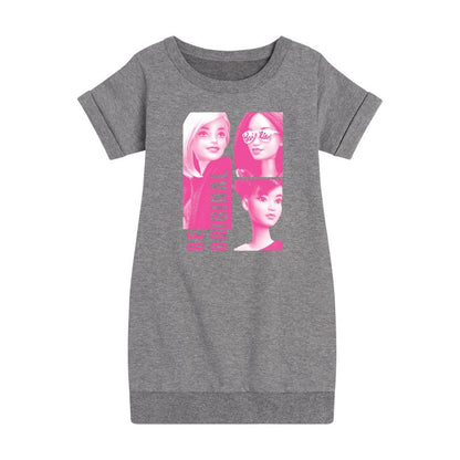 فستان باربي الأصلي ذو الأكمام القصيرة من الصوف برسومات مربعات للبنات