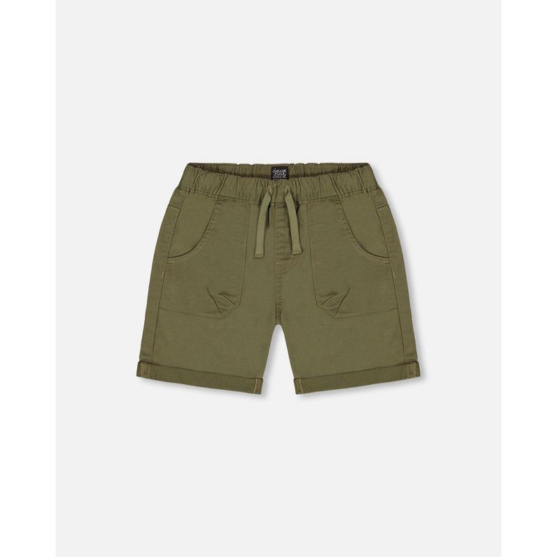 Deux par Deux Boy Stretch Twill Short Dark Olive Green