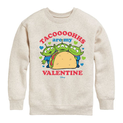 Boys' - Toy Story - Tacos Are My Valentine Graphic Long Sleeve Fleece Sweatshirt