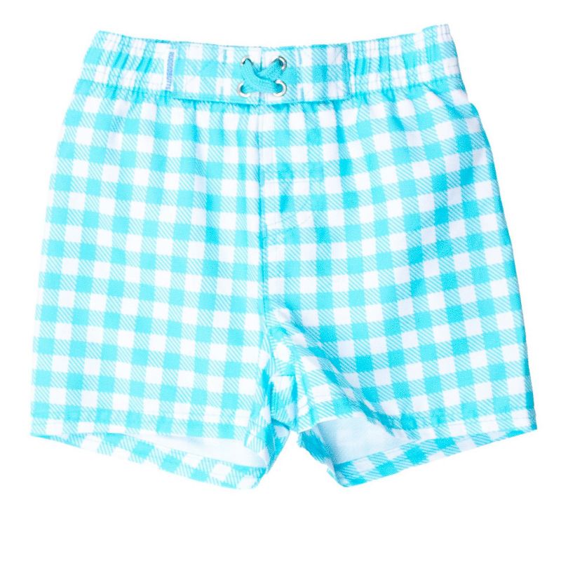 RuggedButts Boys UPF50+ Gingham Swim Trunks