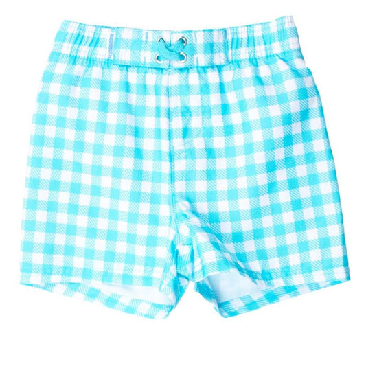 RuggedButts Boys UPF50+ Gingham Swim Trunks