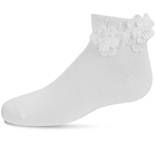 Memoi Dual Flower Girls Cotton Blend Anklet Sock