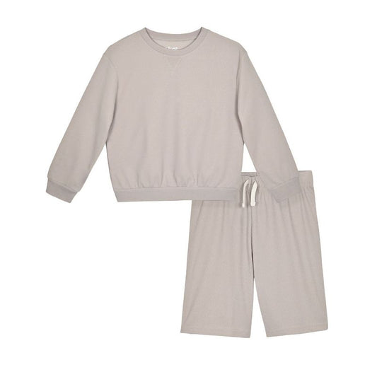 Sleep On It Boys 2-Piece Long-Sleeve Soft Textured Knit Pajama Shorts Set