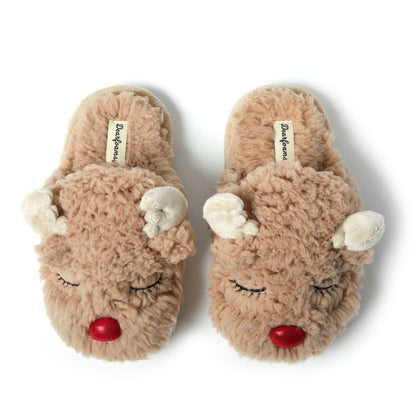 Dearfoams Kid's Holiday Christmas Reindeer Scuff Slipper