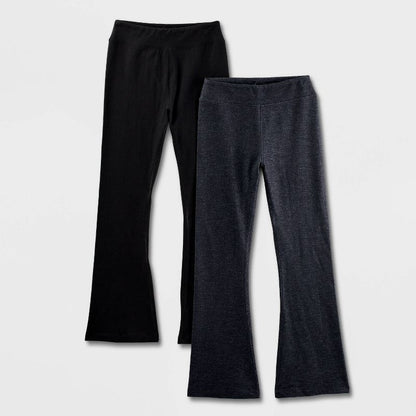 Girls' Adaptive 2pk Flare Leggings - Cat & Jack™ Black/Faux Denim