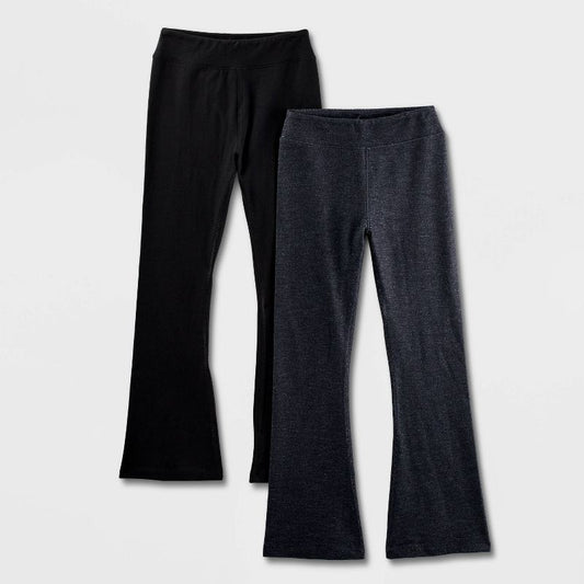 Girls' Adaptive 2pk Flare Leggings - Cat & Jack™ Black/Faux Denim