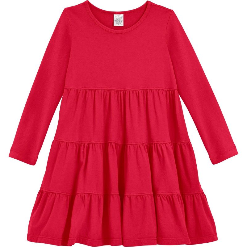 City Threads Girls Soft Jersey Cotton Long Sleeve Tiered Dress - USA-Made Comfortable & Stylish Kids/Toddlers Clothing (Part 2)