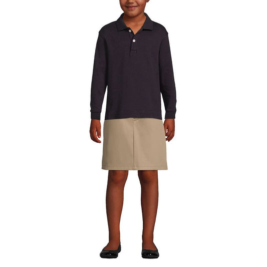 Lands' End School Uniform Kids Long Sleeve Interlock Polo Shirt