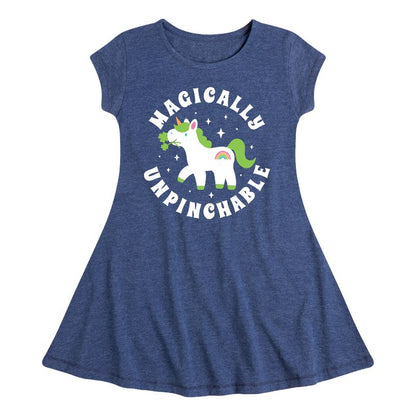 Girls' - Instant Message - St. Patrick's Day Magically Unpinchable Unicorn Fit & Flair Cap Sleeve Dress