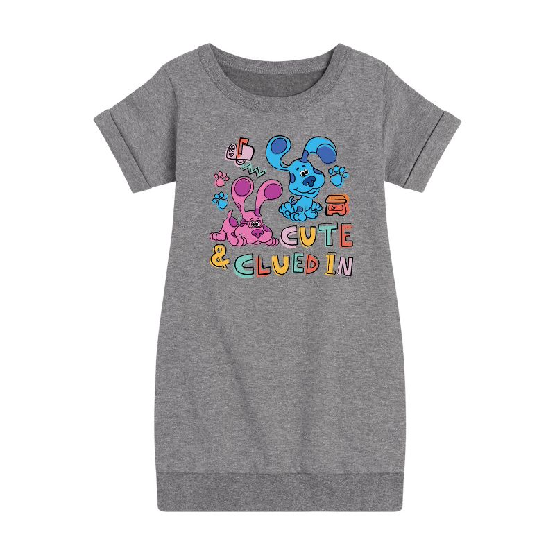 Girls' - Blue's Clues & You! - Cute & Clued In Graphic Short Sleeve Fleece Dress