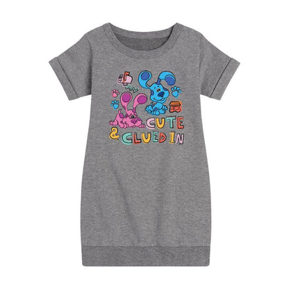 Girls' - Blue's Clues & You! - Cute & Clued In Graphic Short Sleeve Fleece Dress