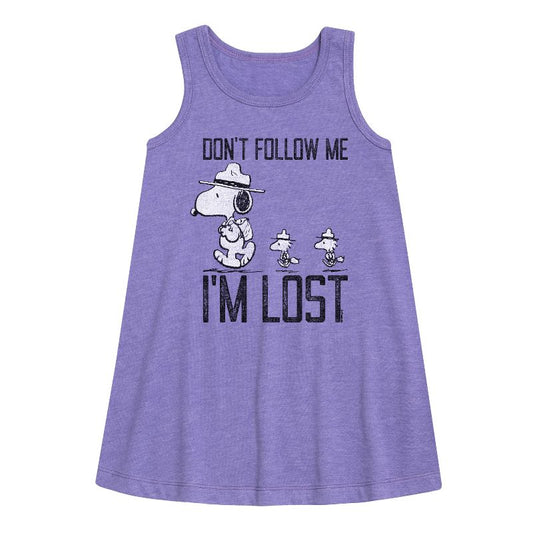 فستان "لا تتبعني" الجرافيكي بدون أكمام للفتيات - Peanuts