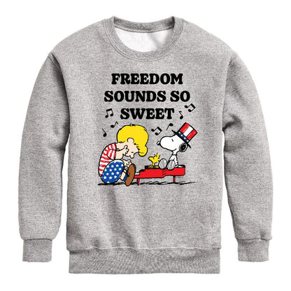 Boys' - Peanuts - Freedom Sounds So Sweet Graphic Long Sleeve Fleece Sweatshirt