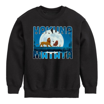 Boys' - Disney - Hakuna Matata Graphic Long Sleeve Fleece Sweatshirt