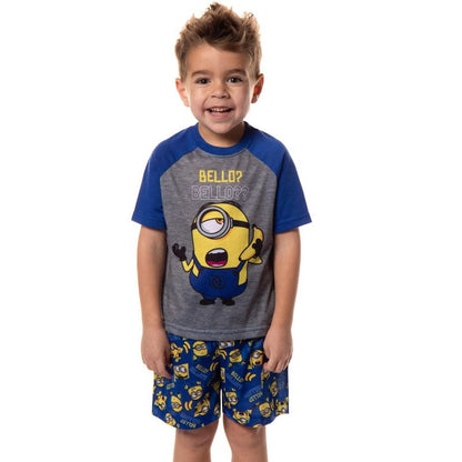 طقم بيجامة نوم من فيلم Despicable Me Boys Minions Bello؟ راجلان، شورت، قميص