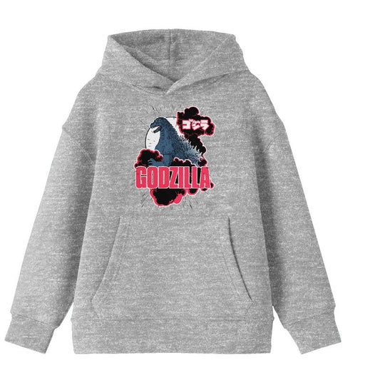 Godzilla Classic Art and Logo Youth Athletic Gray Hoodie