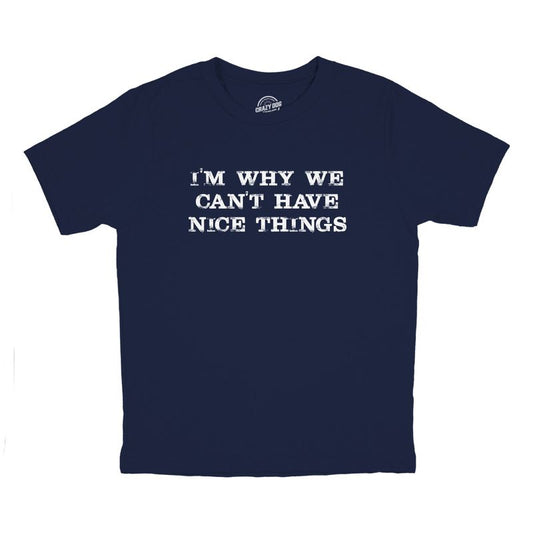 Youth Im Why We Cant Have Nice Things T Shirt Funny Trouble Maker Tee For Kids - Crazy Dog Youth T Shirt