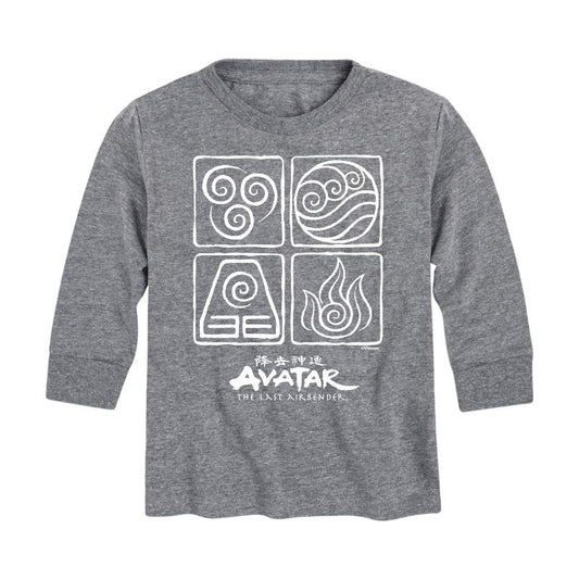 Boys' - Avatar: The Last Airbender - Four Elements Inverse Long Sleeve Graphic T-Shirt