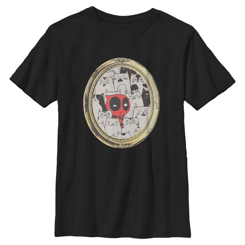 Boys Marvel Deadpool Cats Animated Frame T Shirt