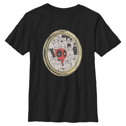 Boys Marvel Deadpool Cats Animated Frame T Shirt
