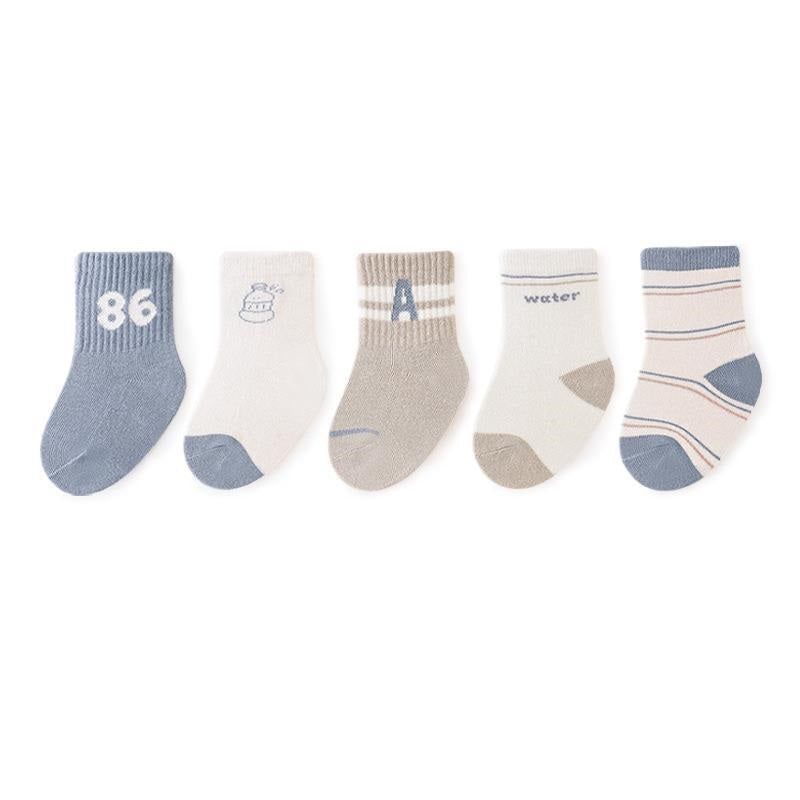 MyKids-USA Baby Unisex Breathable Comfy Preppy Socks 5-Pair Set