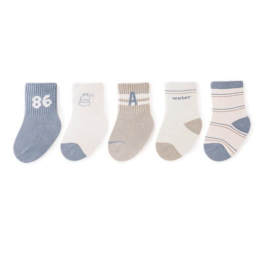 MyKids-USA Baby Unisex Breathable Comfy Preppy Socks 5-Pair Set