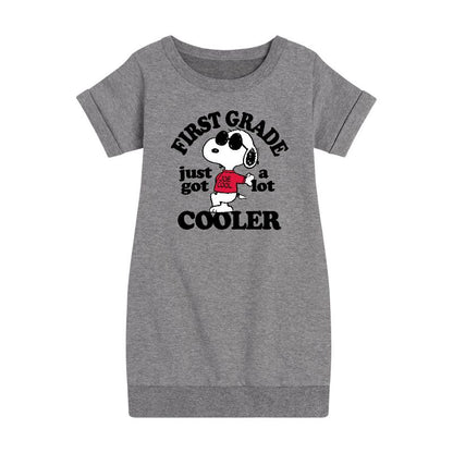 Girls' - Peanuts - First Grade Just Got Cooler Graphic Short Sleeve Fleece Dress