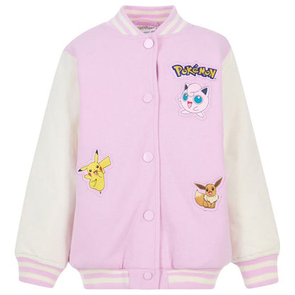 Pokemon Girls French Terry Varsity Bomber Jacket Little Kid to Big Kid