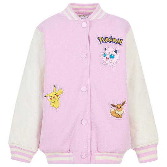 Pokemon Girls French Terry Varsity Bomber Jacket Little Kid to Big Kid