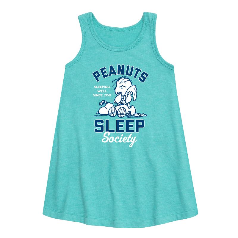 Girls' - Peanuts - Peanuts Sleep Society Graphic Sleeveless Aline Dress