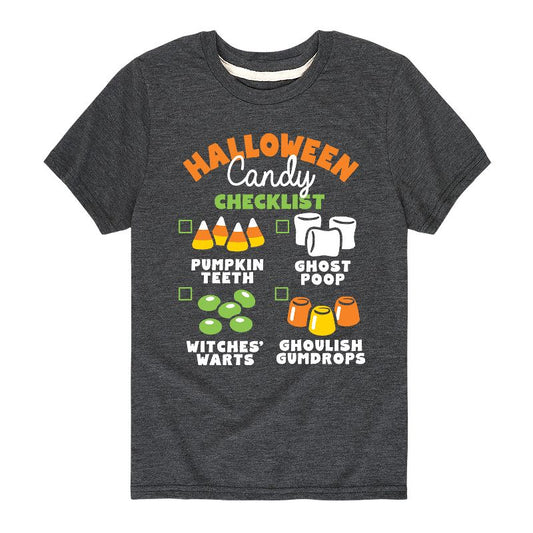 تي شيرت جرافيكي بأكمام قصيرة للأولاد - رسالة فورية - قائمة حلوى الهالوين