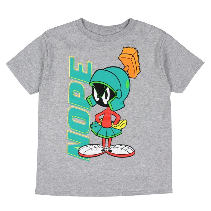 Seven Times Six Looney Tunes Boys' Marvin the Martian Character NOPE T-Shirt Top Crewneck Grey