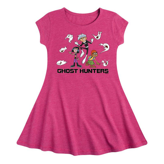 Girls' - Danny Phantom - Ghost Hunters Fit & Flair Cap Sleeve Dress