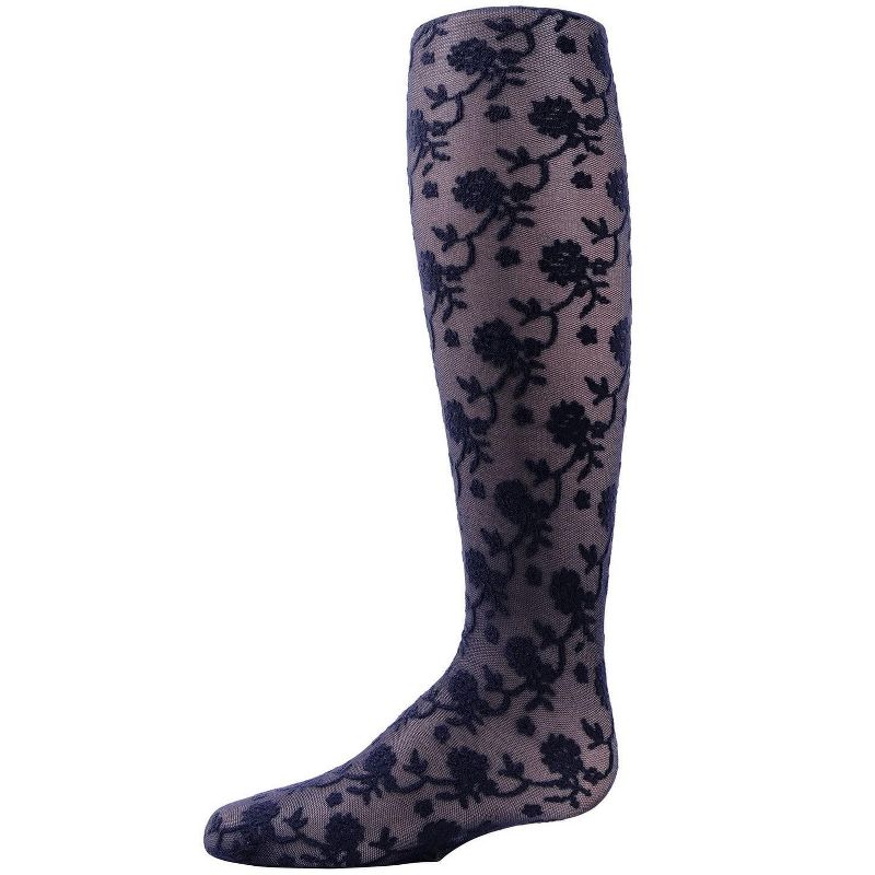Memoi Girls' Floral Embroidery Roselle Sheer Tights