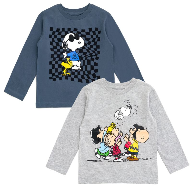 تيشيرتات جرافيكية بأكمام طويلة من PEANUTS Charlie Brown Snoopy، قطعتان، من الأطفال الصغار إلى الأطفال الكبار