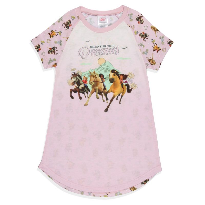Girls' Spirit Untamed Movie Believe In Your Dreams Nightgown Sleep Pajama Pink